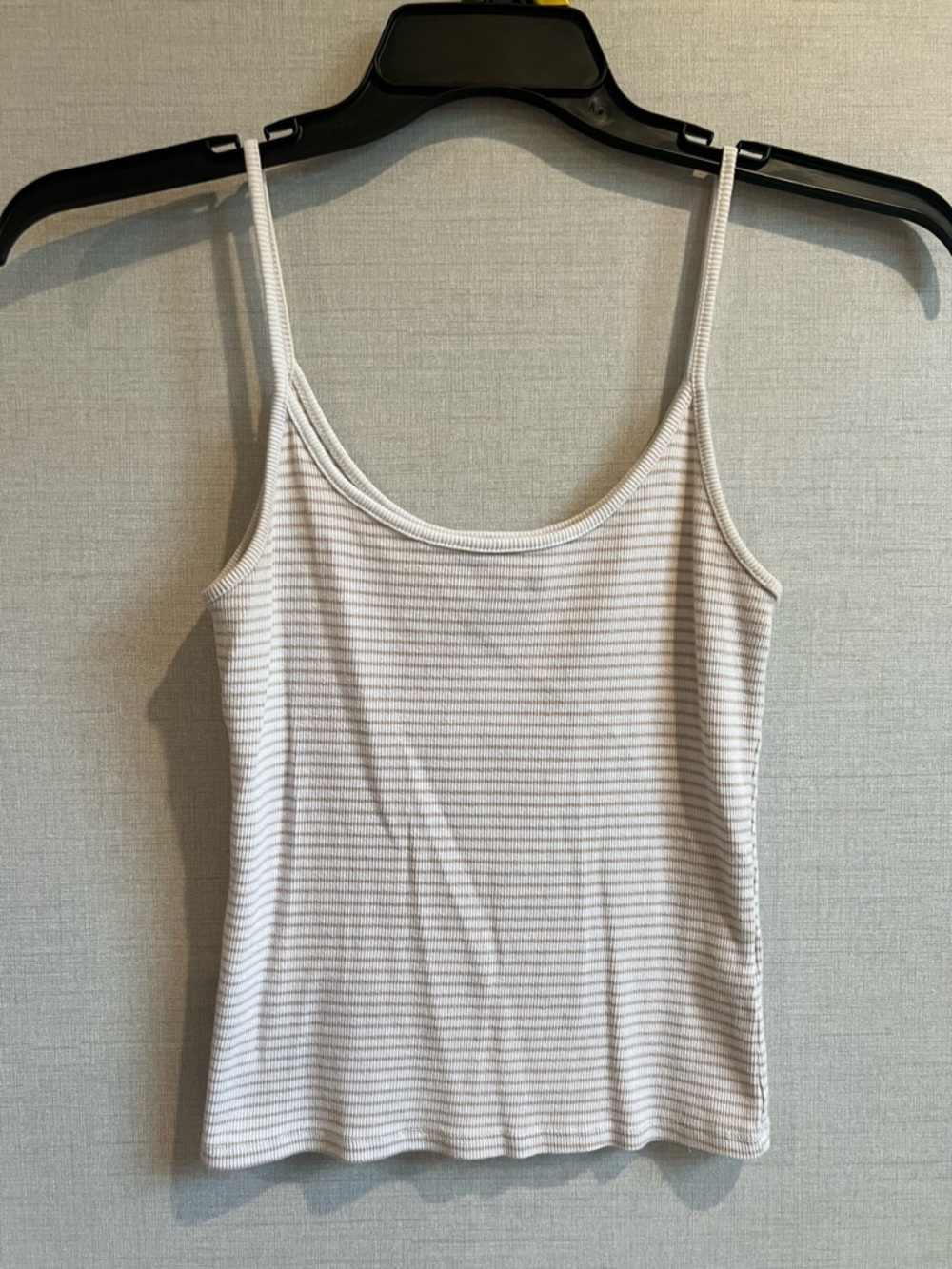 Forever 21 White & Light Gray Striped Ribbed Camisole